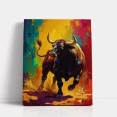 Colorful Raging Bull paint by numbers for adults DIY painting kit