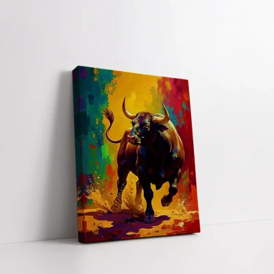 Framed Colorful Raging Bull paint by numbers bull wall art
