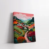 Framed Countryside in Color paint by numbers colorful rural wall art
