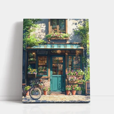 Cozy Flower Shop Front paint by numbers for adults DIY painting kit