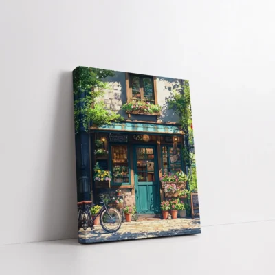 Framed Cozy Flower Shop Front paint by numbers floral storefront wall art