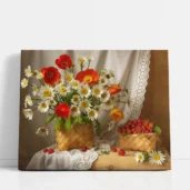 Daisies and Poppies in Soft Light paint by numbers for adults DIY painting kit