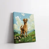 Framed Dog Standing in Flower Fields paint by numbers dog wall art