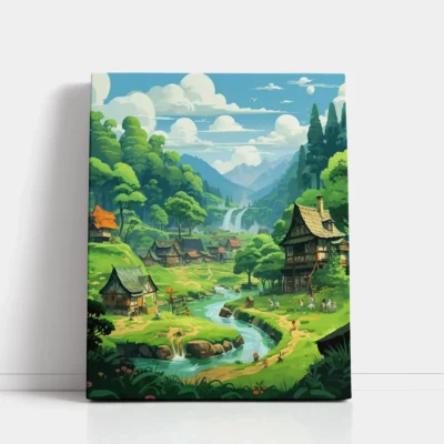 Enchanted Village Fantasy paint by numbers for adults DIY painting kit