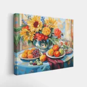 Framed Fruit & Flowers in Harmony paint by numbers still life wall art