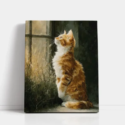 Ginger Cat Gazing Out the Window paint by numbers for adults DIY painting kit