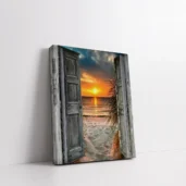 Framed Golden Horizon Window paint by numbers sunset window wall art