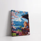 Framed Guardian of the Sakura Valley paint by numbers fantasy wall art