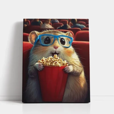 Hamster with Popcorn in Cinema paint by numbers for adults DIY painting kit