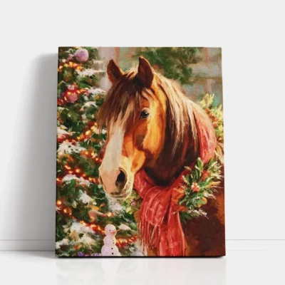 Horse with Scarf at Christmas paint by numbers for adults DIY painting kit