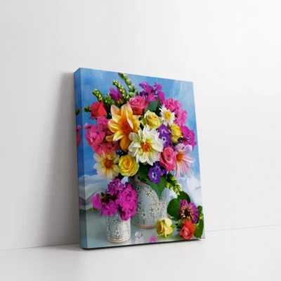 Framed Joyful Garden Bouquet paint by numbers floral wall art