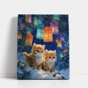 Kittens Under Hanging Lanterns paint by numbers for adults DIY painting kit