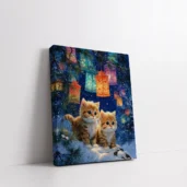 Framed Kittens Under Hanging Lanterns paint by numbers cat wall art