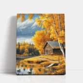 Lakeside Cabin Autumn paint by numbers for adults DIY painting kit