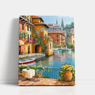 Lakeside Italian Village paint by numbers for adults DIY painting kit