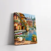 Framed Lakeside Italian Village paint by numbers Italian lakeside wall art