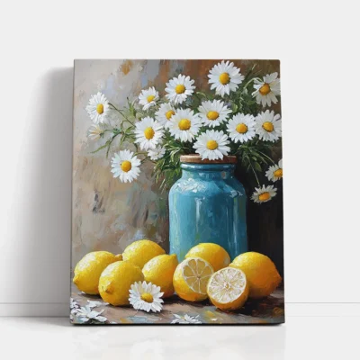 Lemons and Daisies paint by numbers for adults DIY painting kit