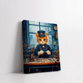 Framed Mechanic Cat in Workshop paint by numbers cat wall art