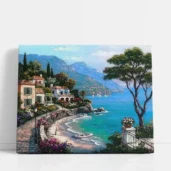 Mediterranean Seaside Serenity paint by numbers for adults DIY painting kit