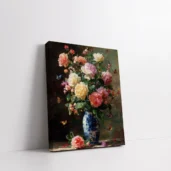 Framed Mixed Roses with Butterflies paint by numbers floral butterfly wall art