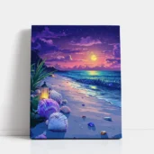 Moonlit Beach with Shells paint by numbers for adults DIY painting kit