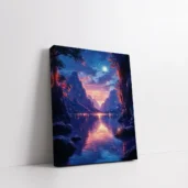 Framed Moonlit Mountain Lake Valley paint by numbers night landscape wall art