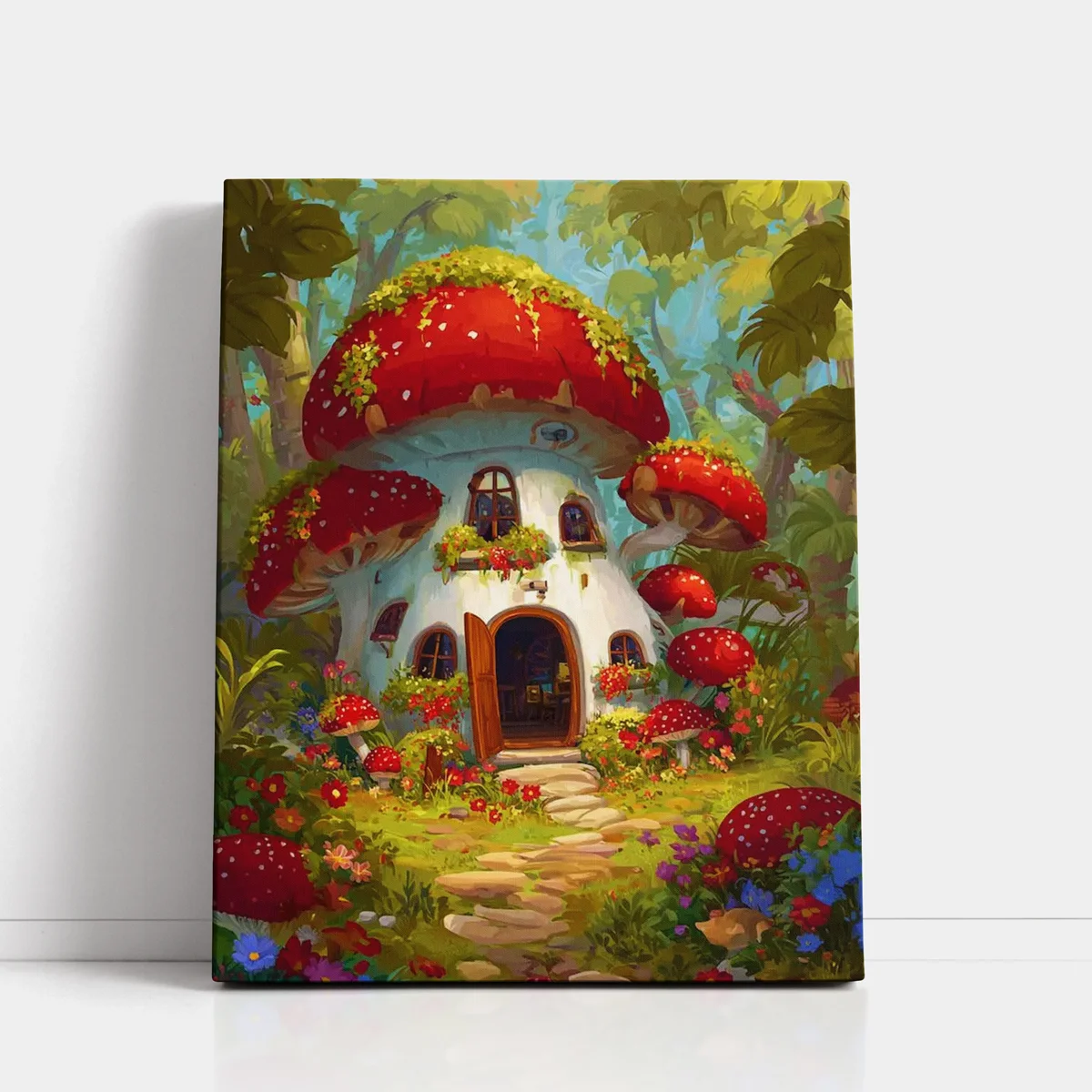 Mushroom-Forest-Cottage-1 Mushroom Forest Cottage paint by numbers for adults DIY painting kit