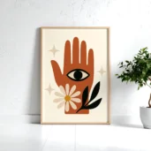 Mystic Hand & Eye Poster, Minimalist Wall Art