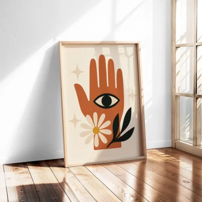 Mystic Hand & Eye Poster, Minimalist Wall Art