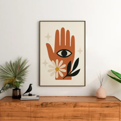 Mystic Hand & Eye Poster, Minimalist Wall Art
