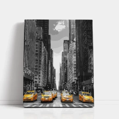 New York Yellow Taxis paint by numbers for adults DIY painting kit