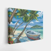 Framed Palm Cove Escape paint by numbers tropical beach wall art