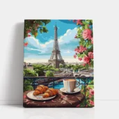Paris Breakfast View paint by numbers for adults DIY painting kit