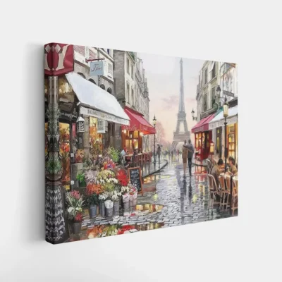Framed Paris Glow After the Rain paint by numbers rainy Paris street wall art