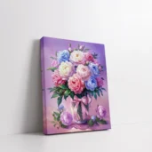 Framed Pastel Peonies in Glass Vase paint by numbers floral wall art