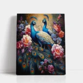 Peacocks with Flowers paint by numbers for adults DIY painting kit