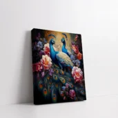 Framed Peacocks with Flowers paint by numbers peacock wall art