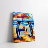 Framed Penguin Happy Hour paint by numbers penguin wall art