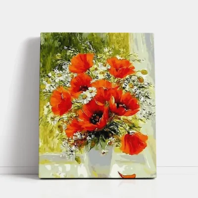 Poppies in Morning Light paint by numbers for adults DIY painting kit