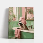Raccoon in Bathtub with Towel paint by numbers for adults DIY painting kit