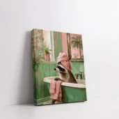 Framed Raccoon in Bathtub with Towel paint by numbers animal wall art