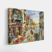 Framed Riverside Café Street paint by numbers riverside café wall art