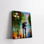 Couple walking in the rain paint by numbers for adults finished artwork