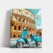 Rome Vespa at the Colosseum paint by numbers for adults DIY painting kit