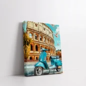 Framed Rome Vespa at the Colosseum paint by numbers Italian city wall art