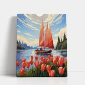 Sailing Through Spring paint by numbers for adults sailboat DIY painting kit