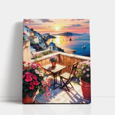 Santorini Evening Glow paint by numbers for adults DIY painting kit