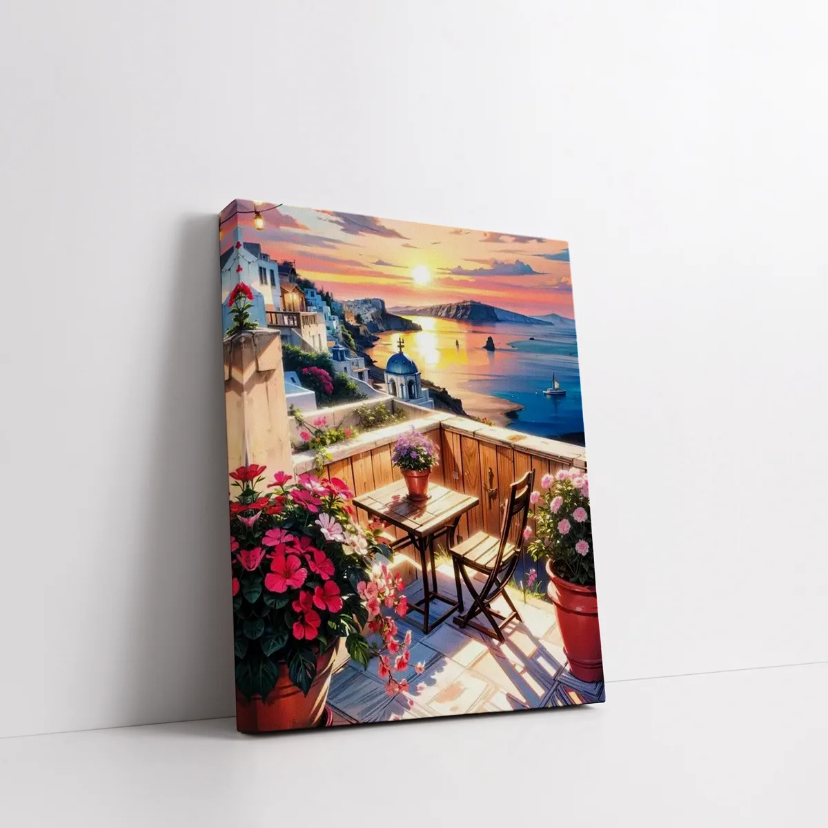 Santorini-Evening-Glow-2 Framed Santorini Evening Glow paint by numbers Santorini sunset wall art