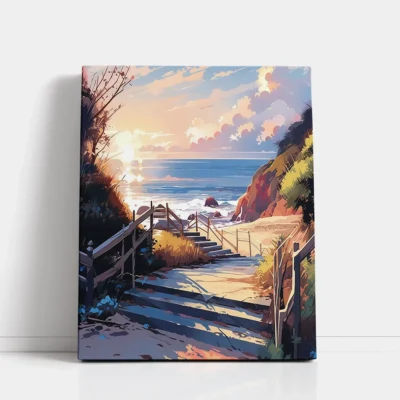 Seaside Stairway Path paint by numbers for adults DIY painting kit