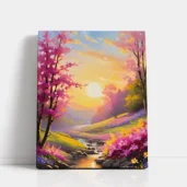 Spring Garden River at Sunset paint by numbers for adults DIY painting kit